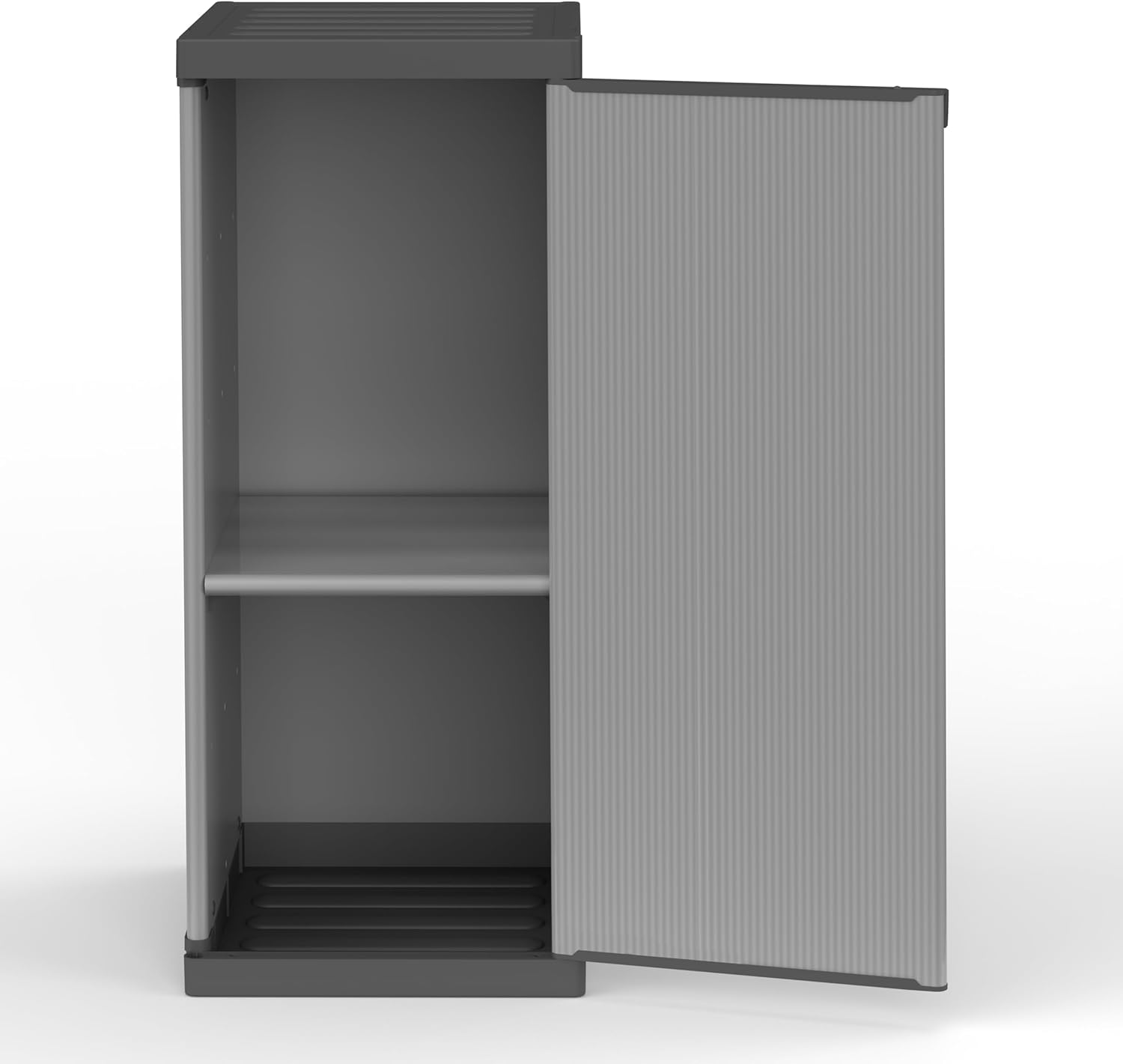 PVC and PP Resin Cabinet, 1 Door, 1 Shelf, Easy Assembly, Modular System, Durable, Suitable for Indoor and Outdoor Use, 34L x 40W x 85H cm, Grey and Black, Small, 4 Units