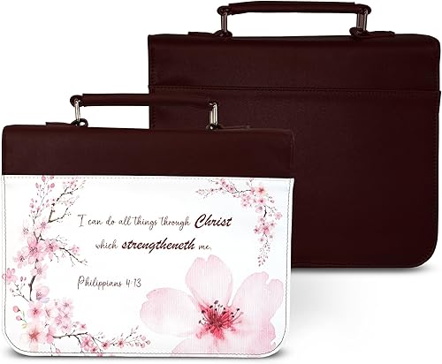 Kinsman & Company Fundas grandes para la Biblia para mujer con bolsillos, funda de transporte de la Biblia King James para mujer, funda de cuero