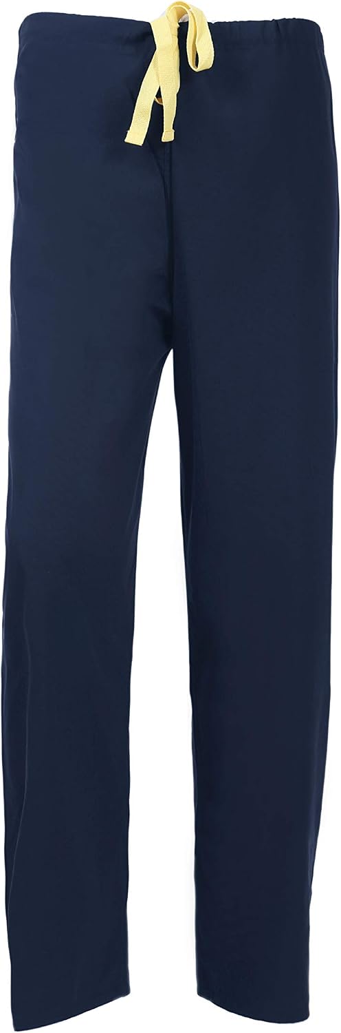 Reversible Color Scrubs Top & Pants Bottom Workwear Professionals Healthcare Medical Uniform Men Women XS-3XL (EX-Large, Scrubs Pants Dark Navy)