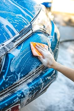 The Rag Company - Jersey Bug Scrubber Pads - Terry Weave, Easily and Safely Trap Bug Splatter in Sponge, Safe on All Finishes, 4in x 6in, Blue (5-Pack)