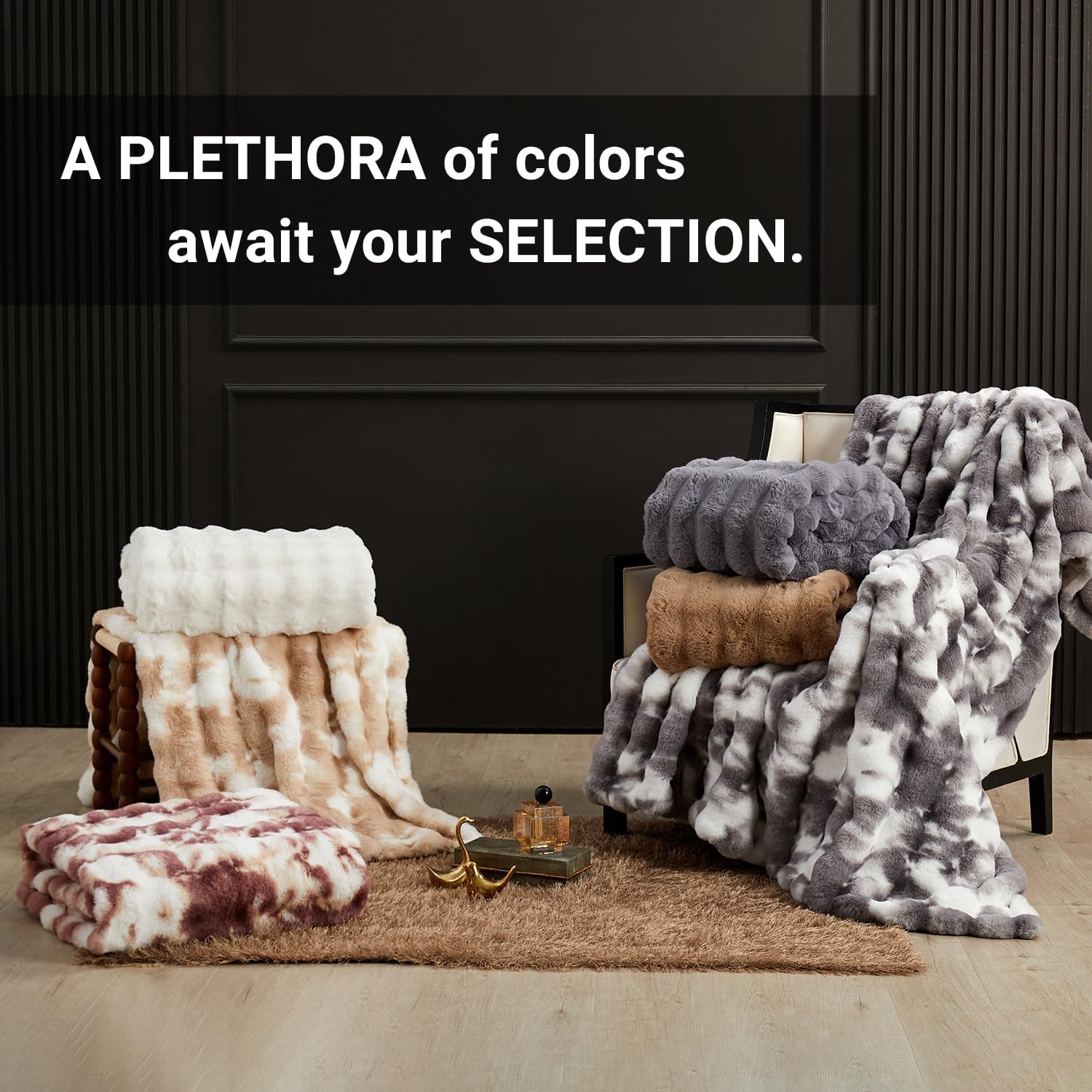 SAPHREAS Faux Fur Throw Blanket for Couch, Fluffy Fuzzy Bubble Blanket for Sofa Bed Living Room, Decor Soft Cozy Gifts for Women Men, 50x60” Tie Dye Grey - Image 7