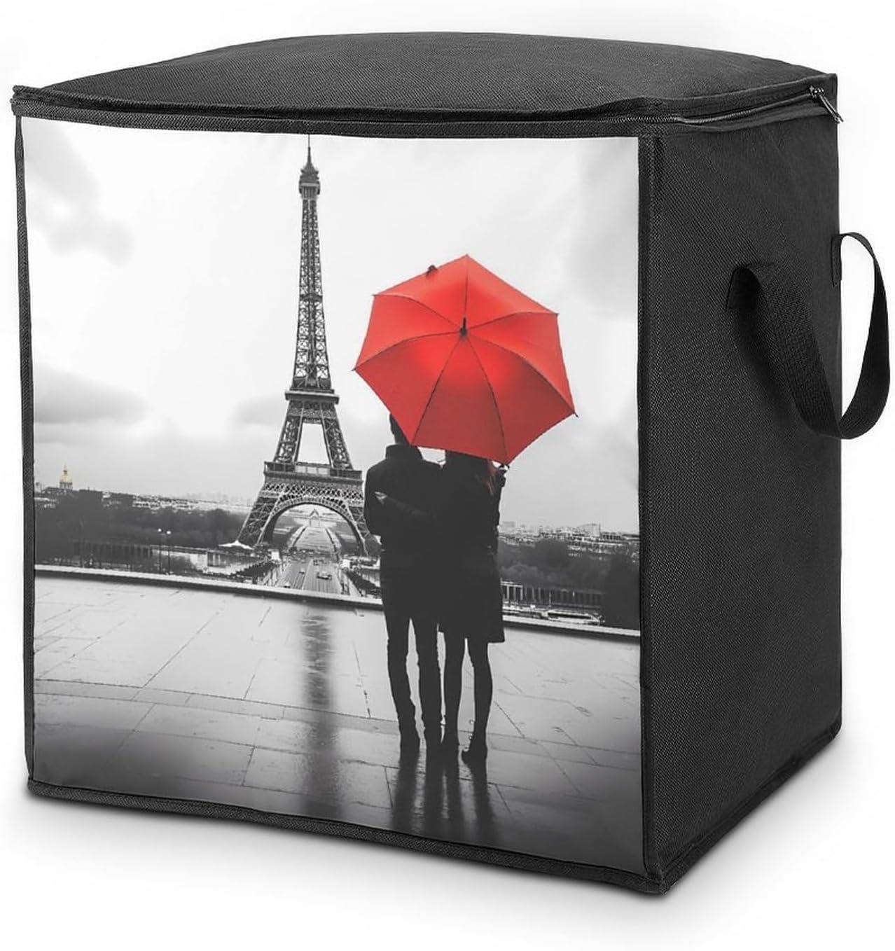 Black And White Paris Eiffel Tower Comforter Storage Bag Moving Bags Bedding Organizer Storage Bins Clothes Blanket Pillow