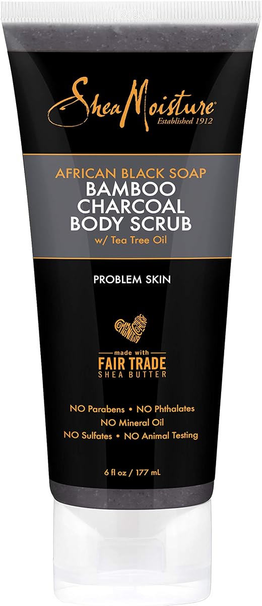SheaMoisture African black soap bamboo charcoal body scrub exfoliate, 6 Ounce