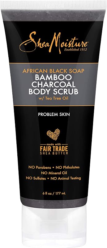 SheaMoisture African black soap bamboo charcoal body scrub exfoliate, 6 Ounce