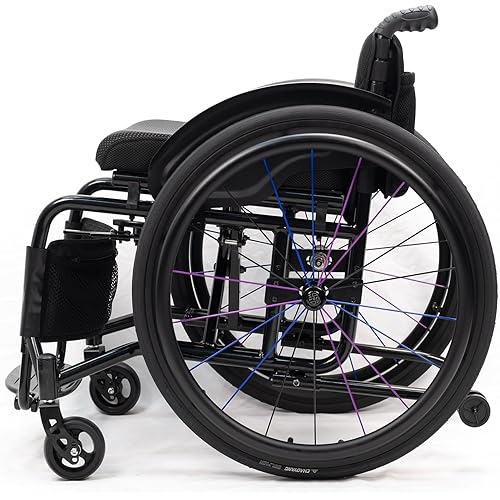 Foldable Lightweight Sports Wheelchair All Terrain Aluminium Wheelchair Easy to Assemble Stable for Youth, Adults, Elderly(Black,Seat Width 14.69in)