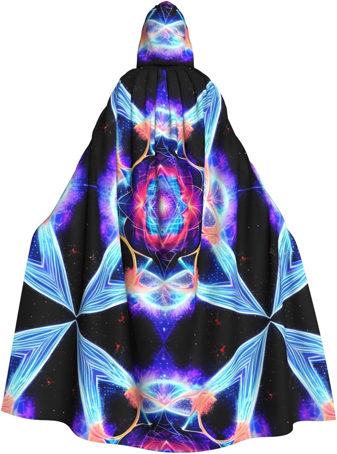 Four Dimensional Space Men Women Halloween Role Play Party Decoration Hooded Poncho Black