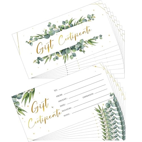 Chuangdi 100 Pcs Gift Certificate for Business Eucalyptus Blank Gift
