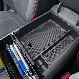 Center Console Organizer Compatible with 2025 2026 Hyundai Tucson Hybrid/Plug-in Hybrid/Limited Accessories (Steering Wheel Shifter ONLY), Armrest Storage Box Middle Console Insert Tray
