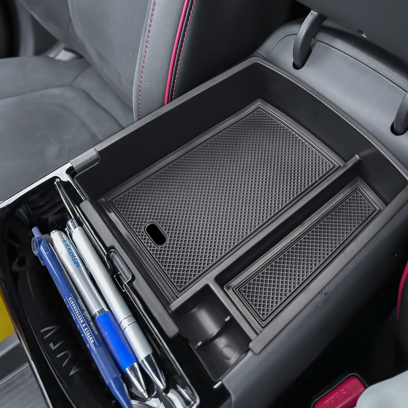 Center Console Organizer Compatible with 2025 2026 Hyundai Tucson Hybrid/Plug-in Hybrid/Limited Accessories (Steering Wheel Shifter ONLY), Armrest Storage Box Middle Console Insert Tray