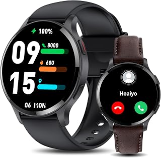 HOAIYO Smart Watch for Men (Make/Receive Calls), 1.5" Full Touch Fitness Watch with Health Tracking, Heart Rate Monitor, IP68 Waterproof Outdoor Sports Smartwatch for Andriod iOS Phones (2 Straps)