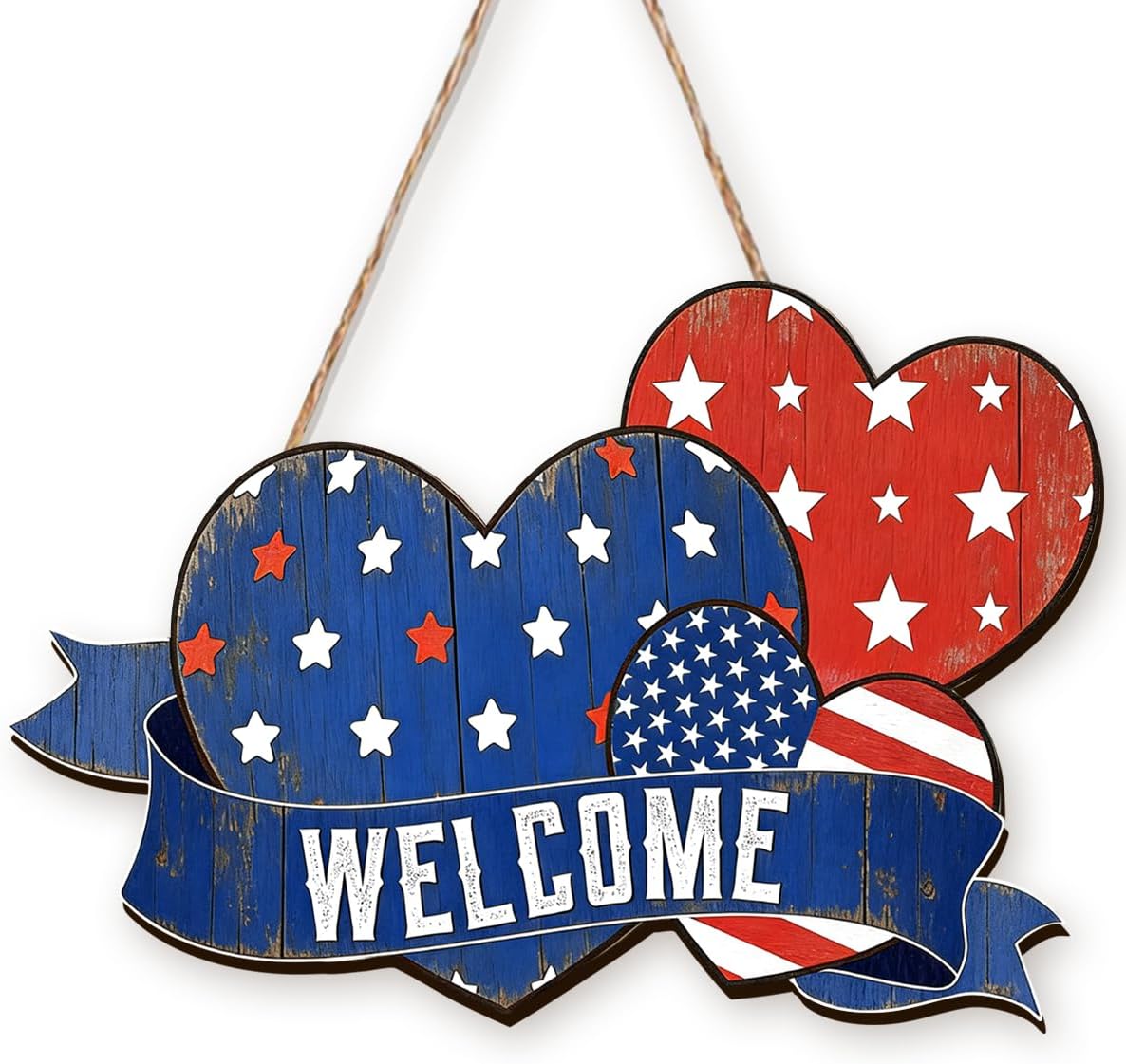 Amazon.com: Wooden 4th of July Decorations Patriotic Wreaths for Front ...