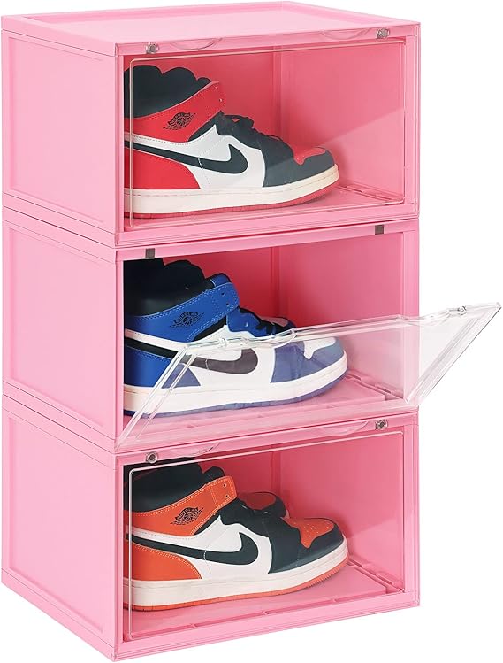 ELUCHANG Shoe Box Storage Organiser Stackable Foldable Boot & Shoe