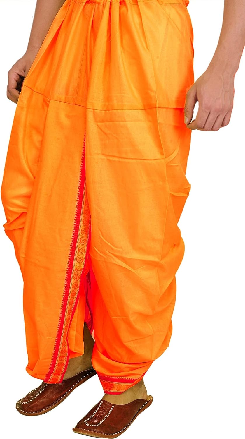 Exotic India Chamomile Ready to Wear Dhoti and Veshti Set - Image 3