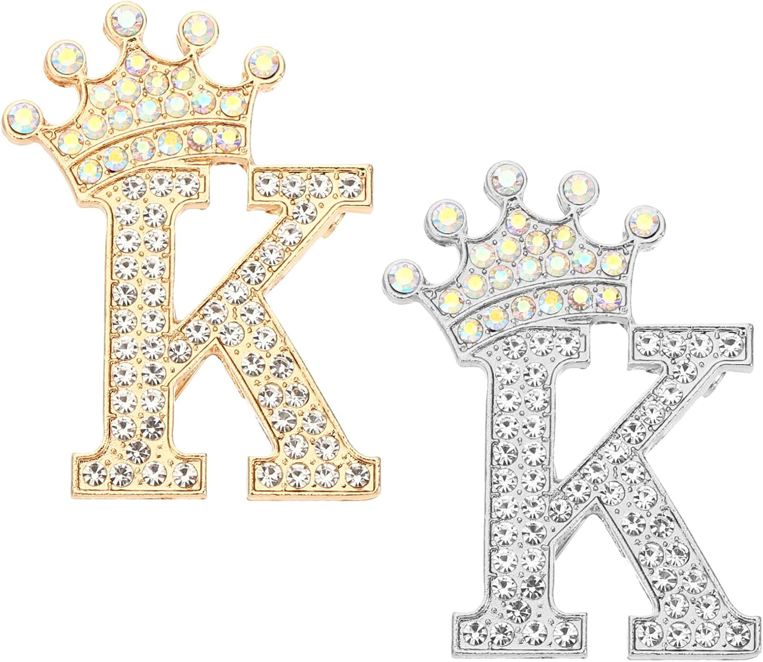 PATIKIL Letter Brooch Pins, Crown Initial Rhinestone Alphabet Letter Lapel Badges Pin for Women Suits Dress
