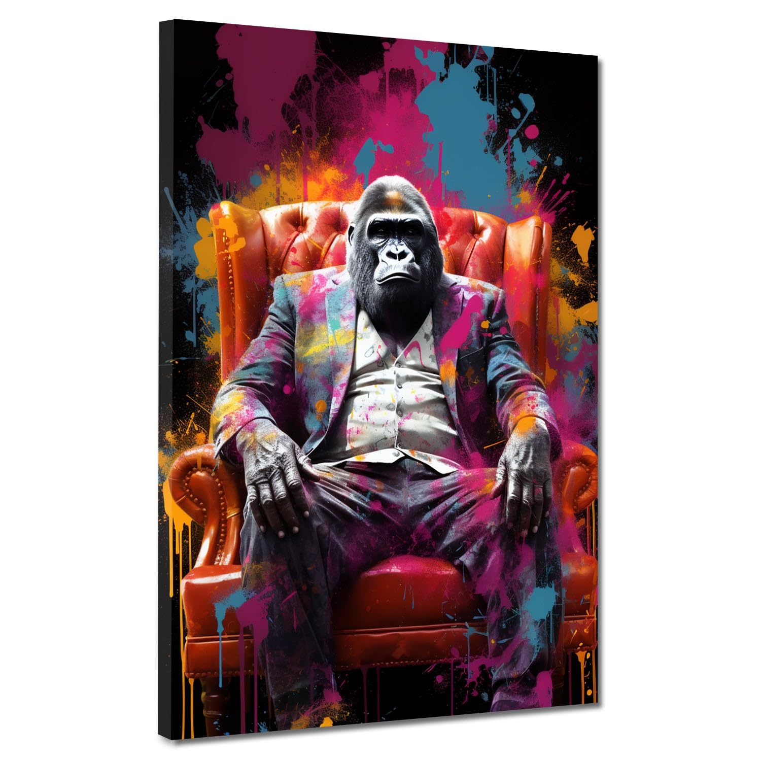 Quadro moderno stampa su tela gorilla in abito canvas Dimensione 30x40x2cm