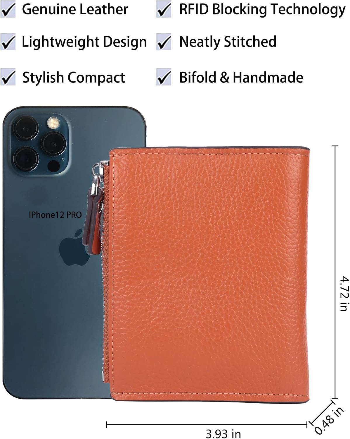 Women's RFID Blocking Leather Small Compact Bi-fold Zipper Pocket Wallet Card Case Purse with id Window image 4