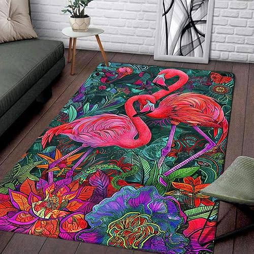 Vista 8 de Alfombra de flamenco rosa, tapete de bienvenida de verano, para exteriores, interiores, para camping, baño, piscina, aula, hotel, barbería, regalos