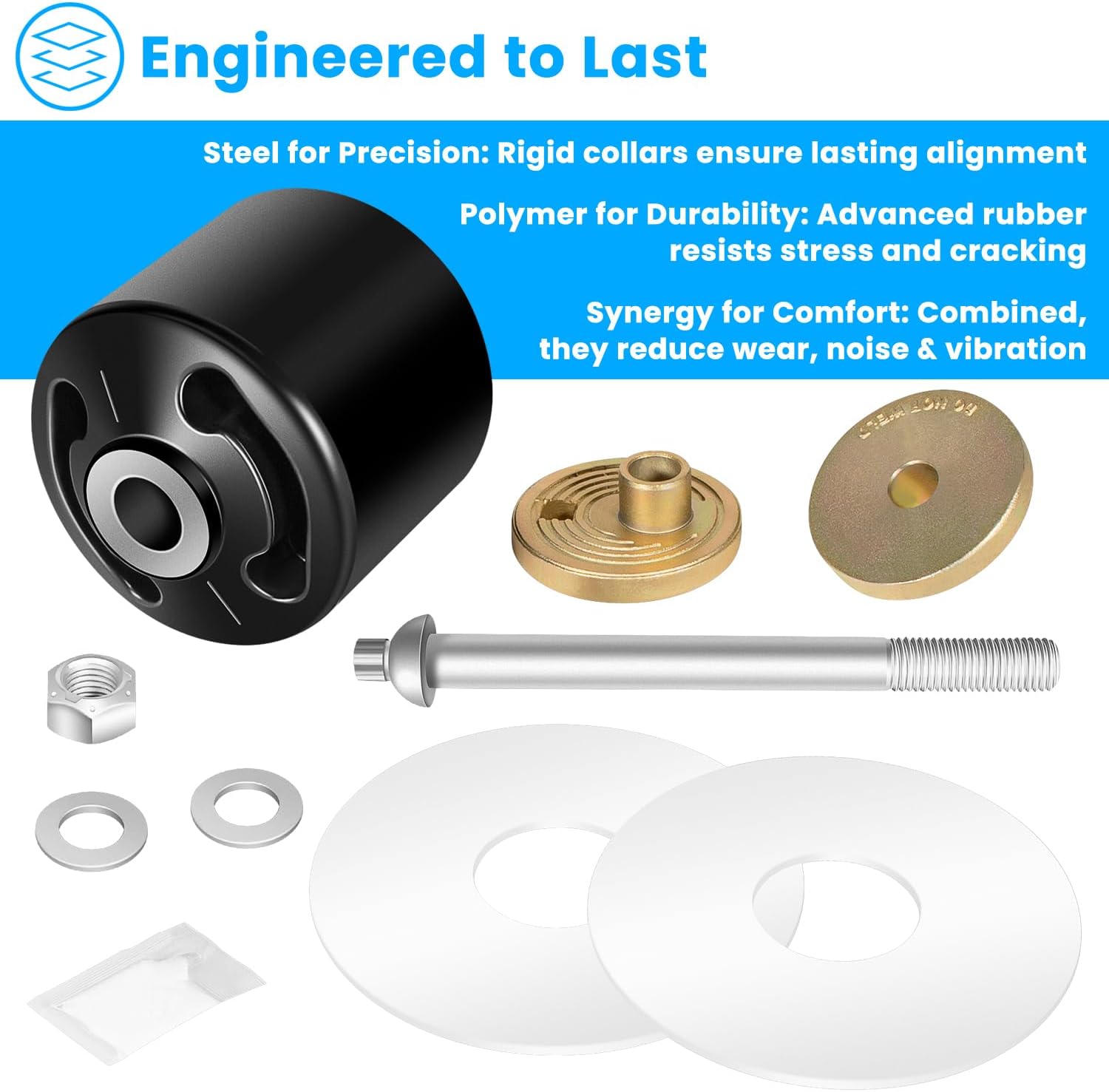 For Hendrickson Quik-Align Pivot Bushing Kit with Alignment Collars, Replaces S-24691S S-28654, Fits Turner Trailer INTRAAX, HT, HLM, FM20, LK Series Suspensio