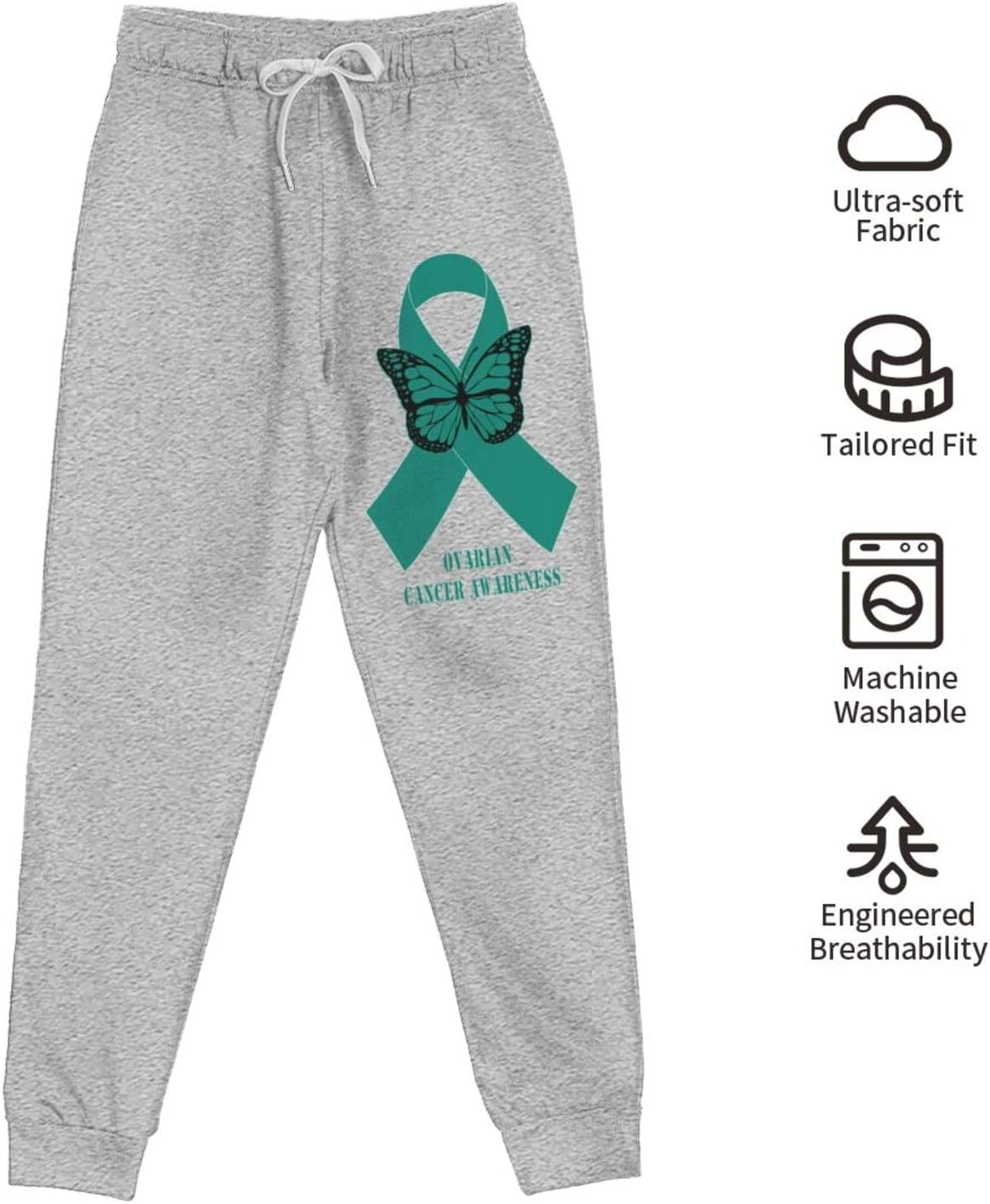 Ovarian Cancer Awareness Men's Long Pants Athletic Running Pants Sports Pants
