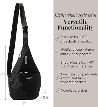 Baggallini Mini Sling - 12x7 Sling Crossbody Bag Backpack with Adjustable Shoulder Strap