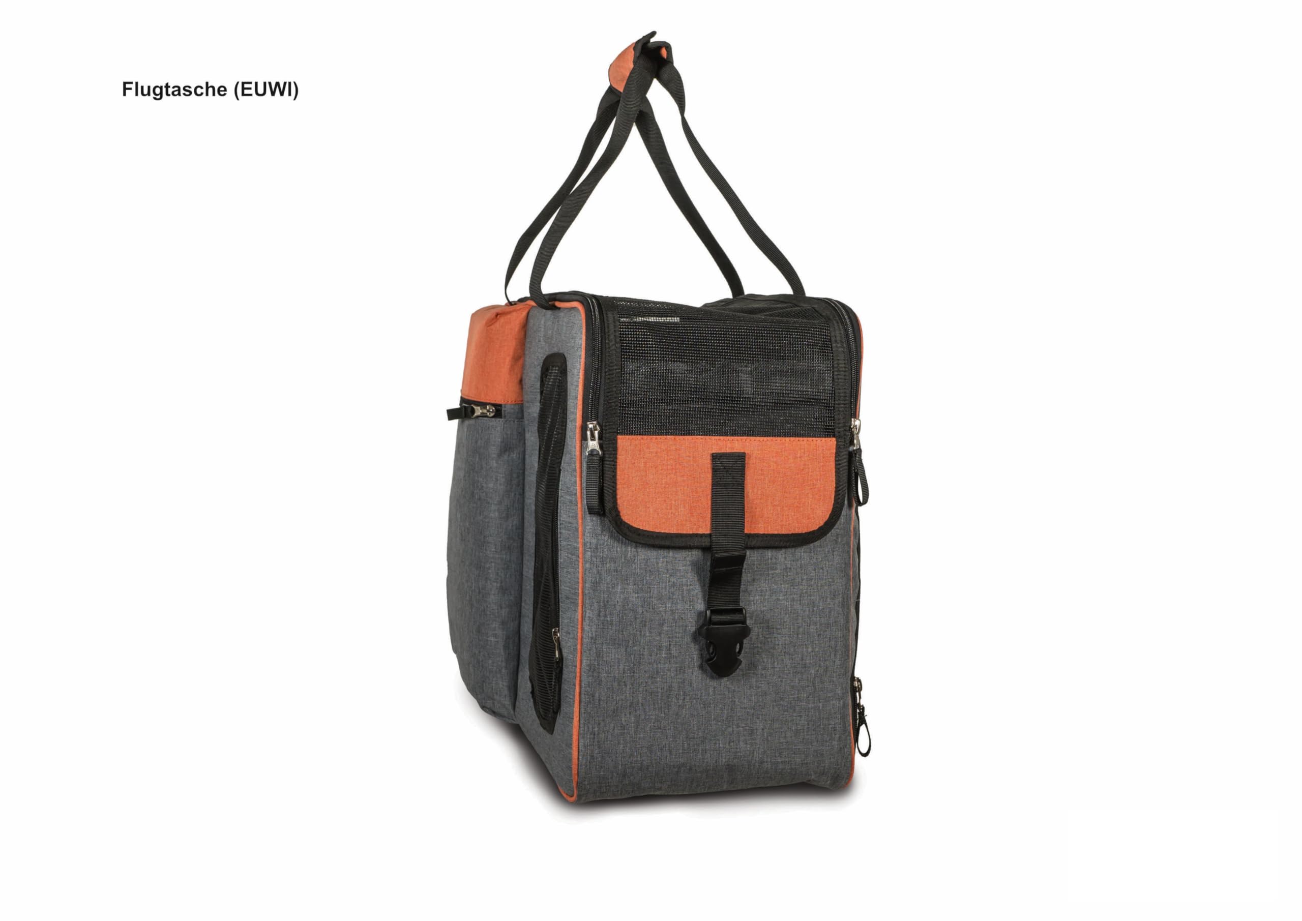 Annitaño Premium Hundeflugtasche 55x40x23 cm EUWI | Hundetasche Flugzeug & Reise wasserabweisend & belastbar bis 12 kg | stabile Hundetransporttasche mit Rucksackfunktion &Trolley-Befestigung