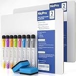 Nicpro 2 Pack Lap Effacer à sec 9 x 12 Inches double face en vrac en lapboard avec 8 Stylos à base d'eau 2 Eraser, Apprendre tableau blanc Conseil de dessin portable pour communiquer Interact Kid salle de classe d'élèves
