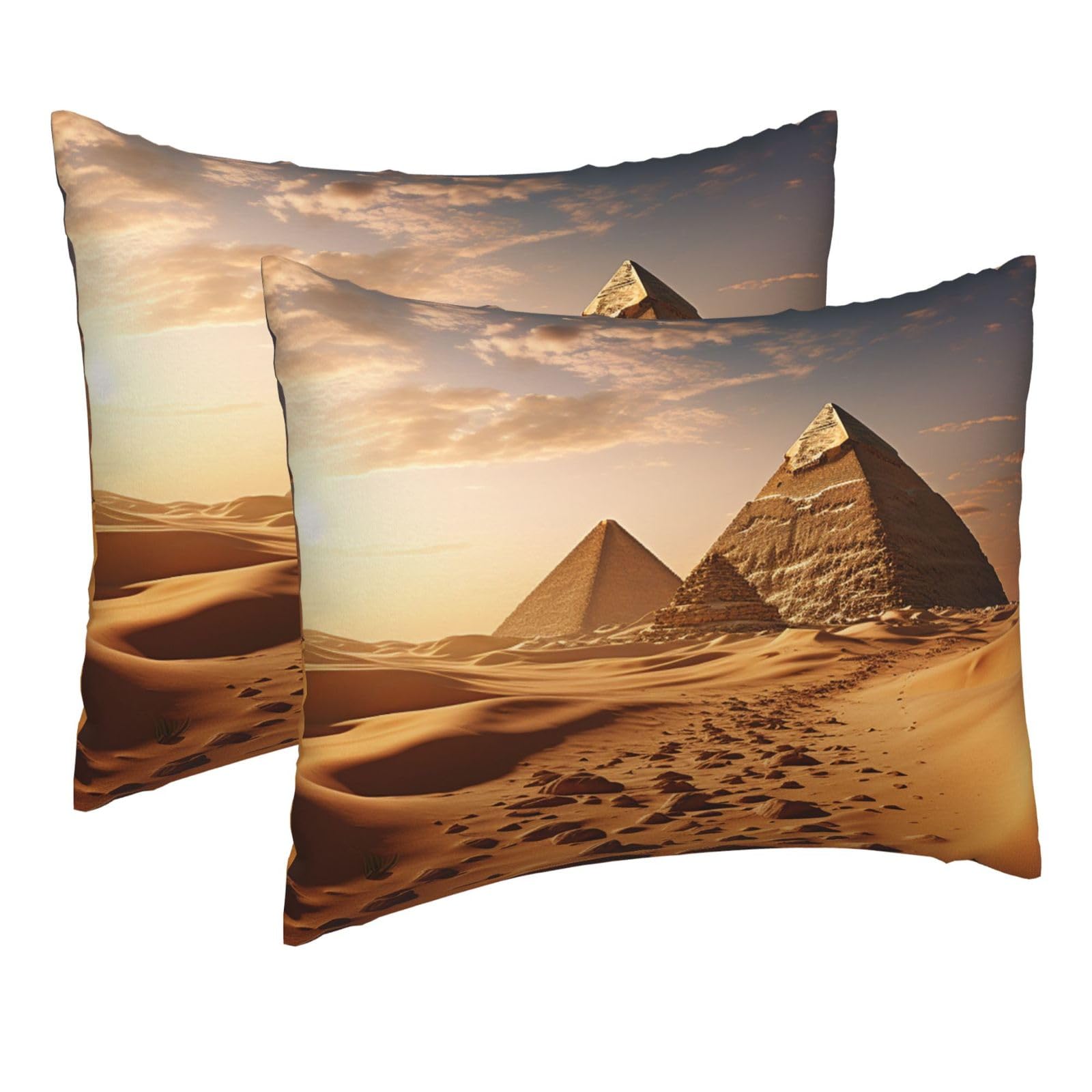 2 Pack Pillow Cases with Hidden Zipper, Soft Breathable Pillow Covers for Hair and Skin, Pyramid Africa Desert Pillowcases 16"x20" Bed Pillow Protectors Cover for Sleeping Gifts
