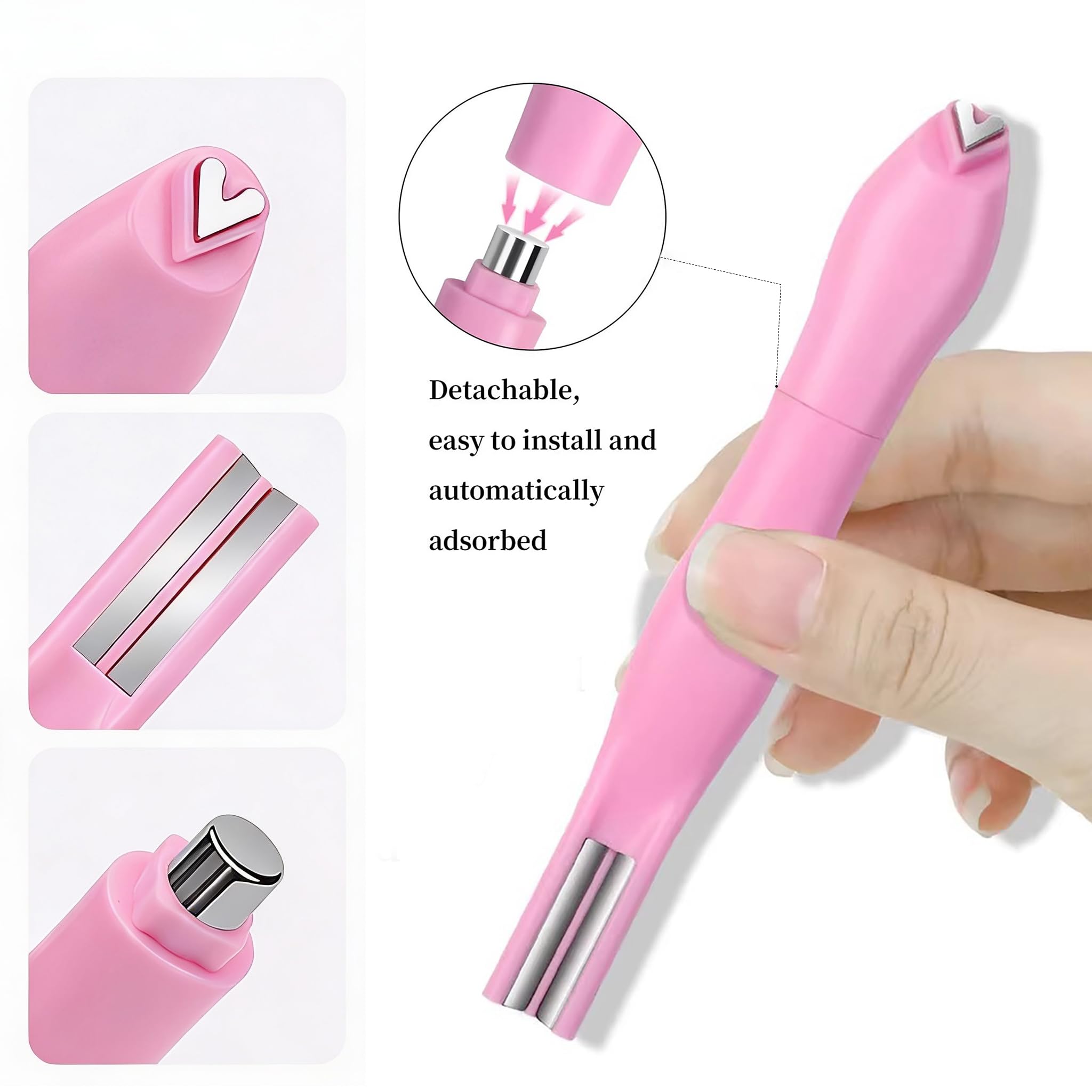 2 szt. Magnesy do paznokci kocie oko do paznokci, 3 w 1 różowy magnes do paznokci pióro i automatyczne silne narzędzie 5D do wzorów kocie oko, magnesy, serce, linie i szeroki lekki żelowy