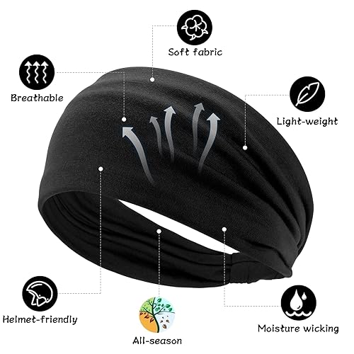 Miniatura 2 de S&N Remille Diadema ancha bohemia, diadema grande para mujer, diadema elástica antideslizante para torsión, accesorios para deportes, yoga y correr,