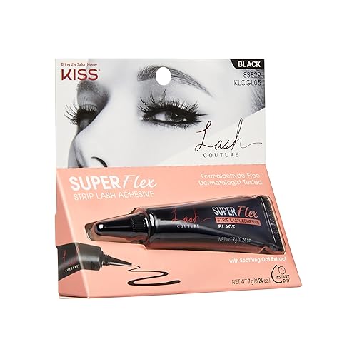 Miniatura 4 de KISS Lash Couture, pegamento para pestañas, pegamento de pestañas súper flexible de avena, color negro, incluye 1 adhesivo para pestañas, de larga