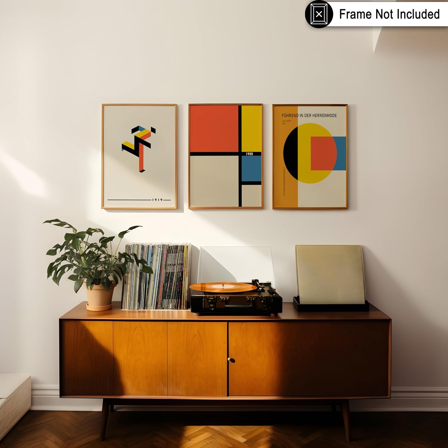 Poster Master 3-Piece Bauhaus Poster - Geometric Shapes Print - Colored Blocks Art - Running Man Art - Gift for Men & Women - Abstract Decor for Living Room, Bedroom or Dorm - 8x10 UNFRAMED Wall Art