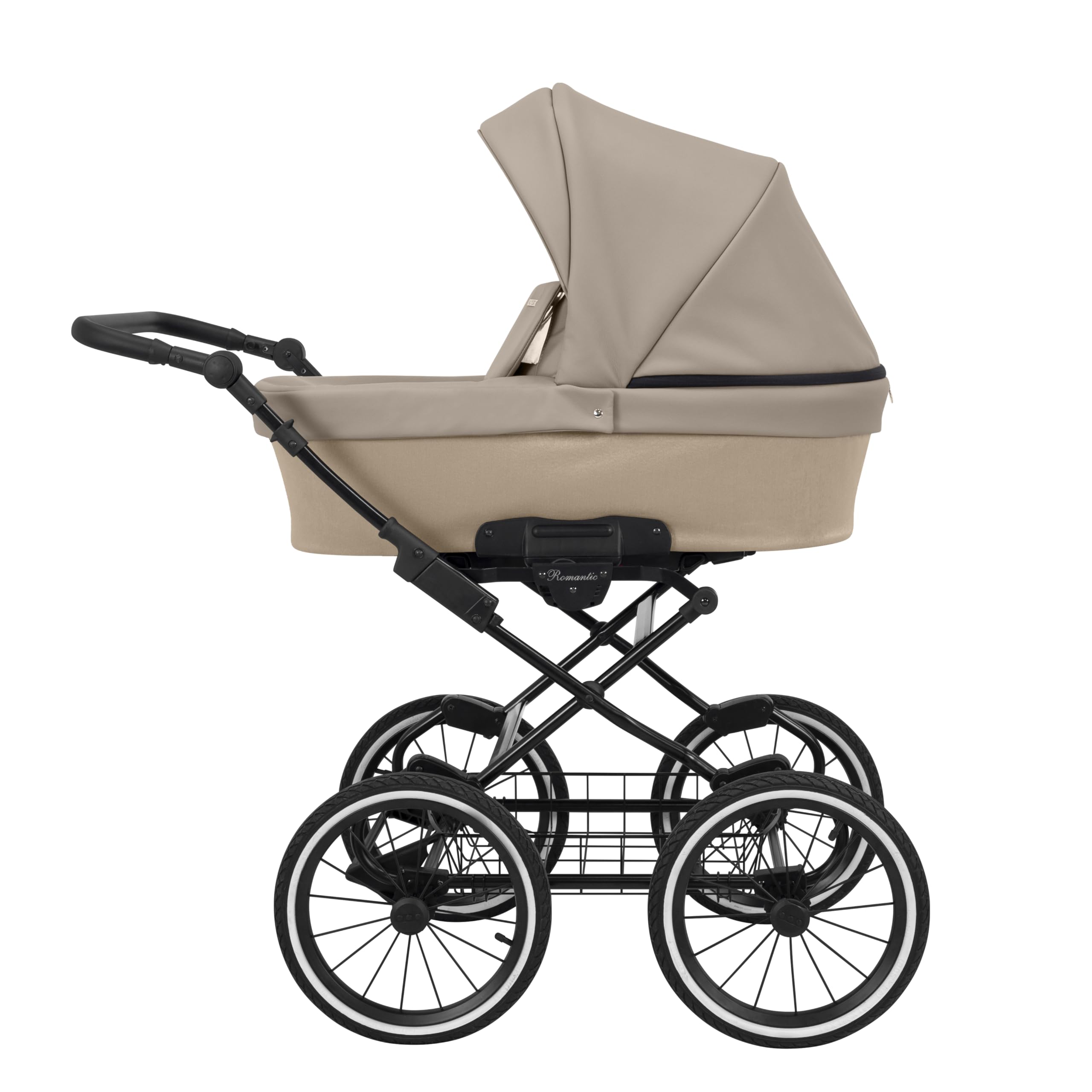 Poussette landau bébé 3 en 1 et 2 en 1 nacelle siège-auto bébé Kunert ROMANTIC retro 3en1 et 2en1 pousette 3 in 1 et 2 in 1 (cappucino eco- cadre noir, 3en1 Cosmo)