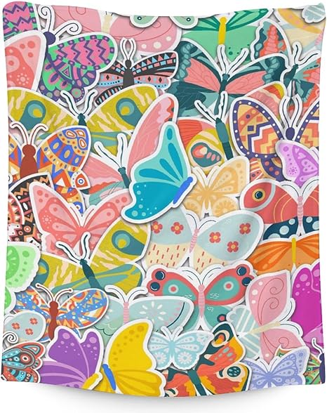 Butterfly Blanket Gifts - 30"x40" Cute Throw for Women, Girls - Colorful Soft Fuzzy Blankets for Couch & Office