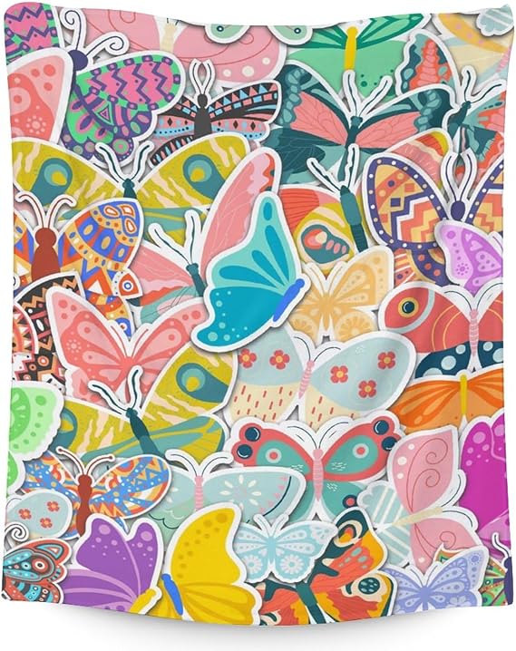 Butterfly Blanket Gifts - 30"x40" Cute Throw for Women, Girls - Colorful Soft Fuzzy Blankets for Couch & Office