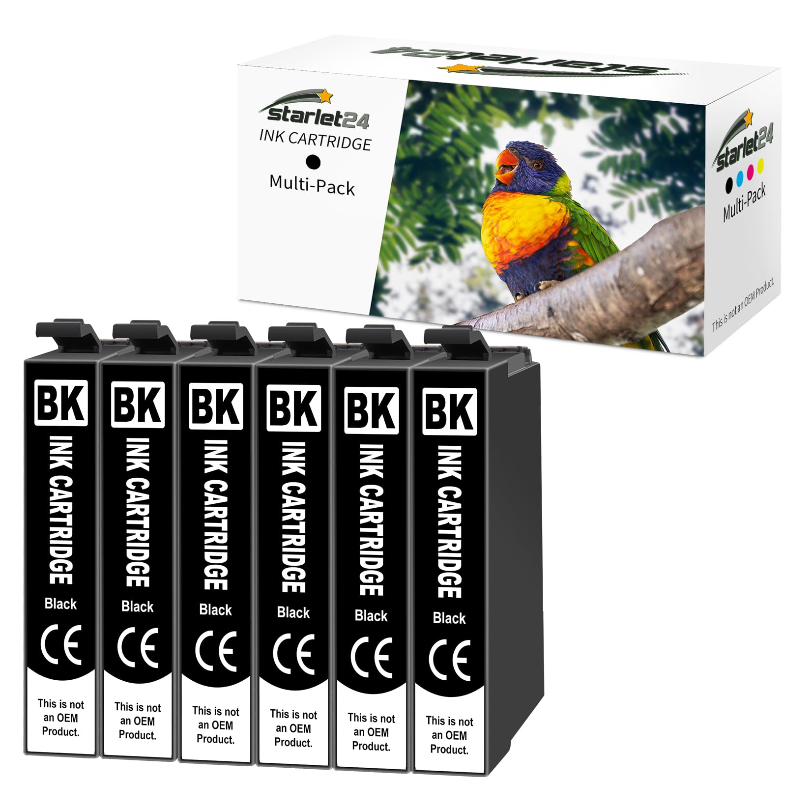 Starlet24 6x cartucce 604XL nere compatibili con Epson 604 XL nero per Expression Home XP-2200 XP-2205 XP-3200 XP-3205 XP-4200 XP-4205 Workforce WF2910DWF WF2930DWF WF2935DWF WF2950DWF