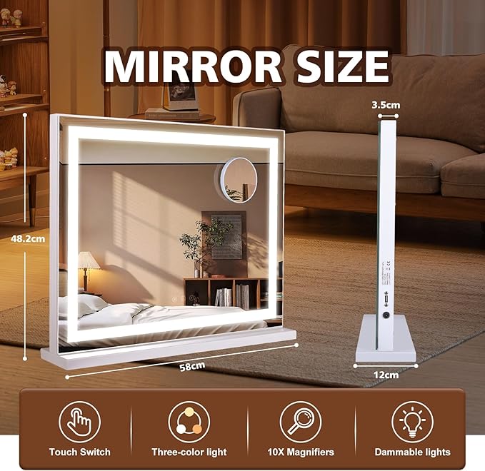 Espejo de Maquillaje Hollywood con Luz 23x19 Pulgadas miniatura 2