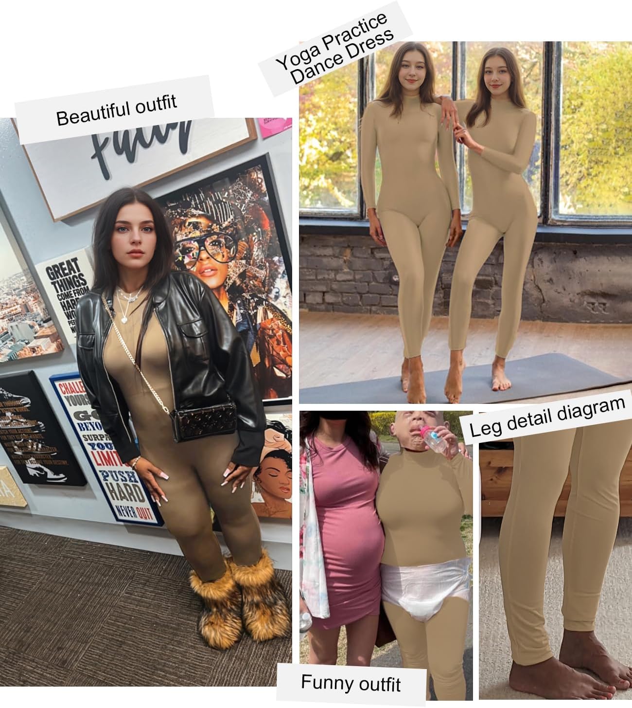 Women Unitard Dance Bodysuit High Neck Turtleneck Jumpsuit Dancer Leotard Full Body Suits Long Sleeves One Piece - Image 6