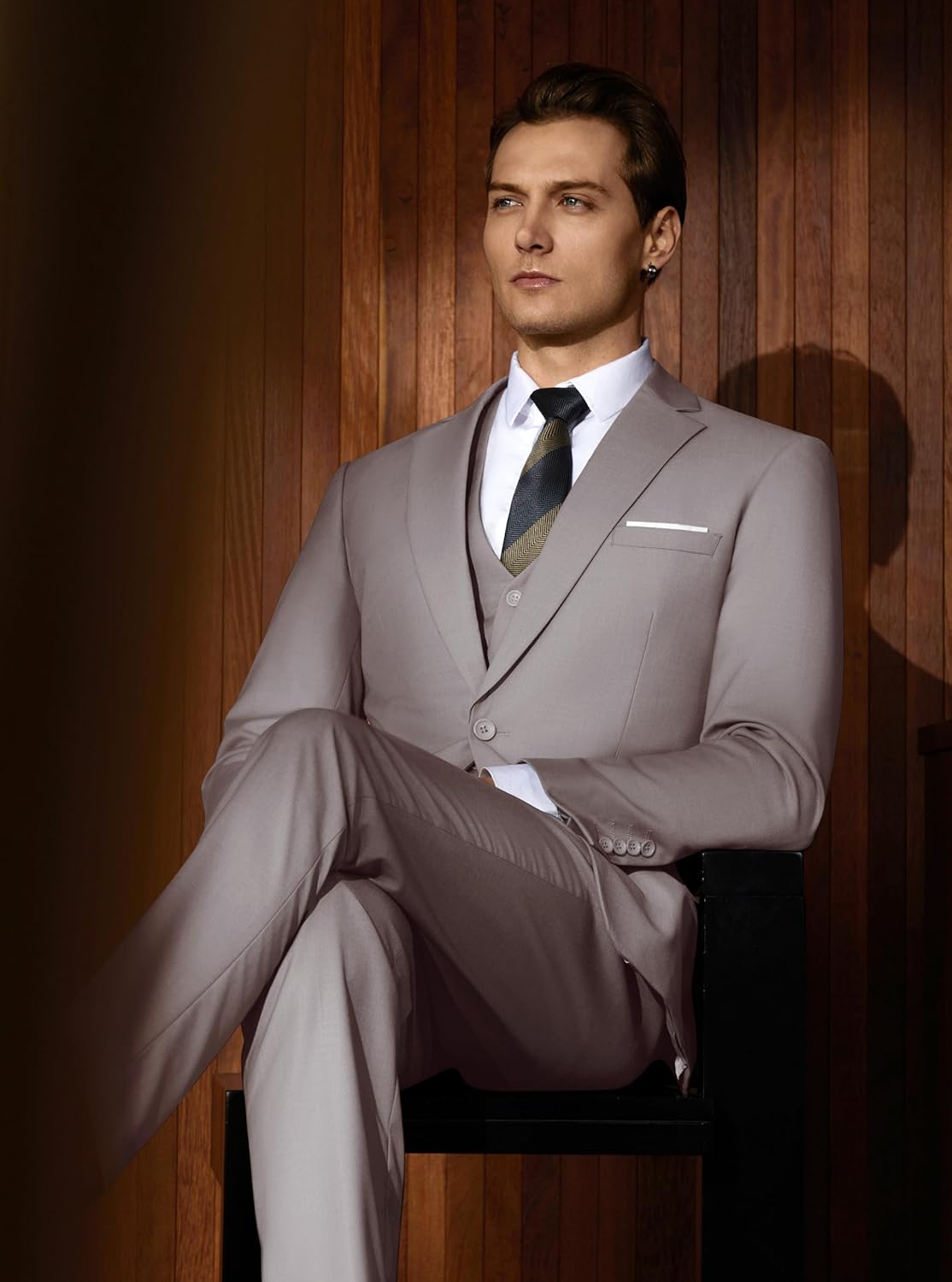 WULFUL Men’s Slim Fit Suit One Button 3-Piece Blazer Dress Business Wedding... - Picture 147 of 257