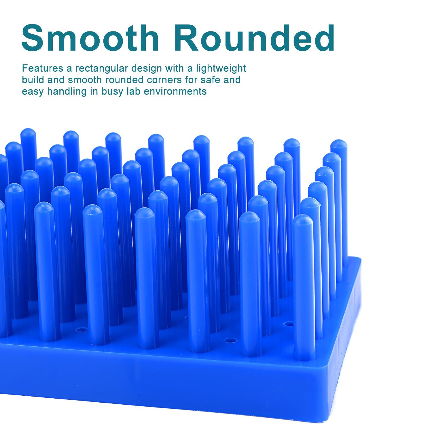 stonylab Portoir à Tubes à Essai en Plastique, Style Colonne Égouttoir Pour Sécher et Ranger Les Tubes à Essai, 66 Colonnes, Pack de 1, Bleu