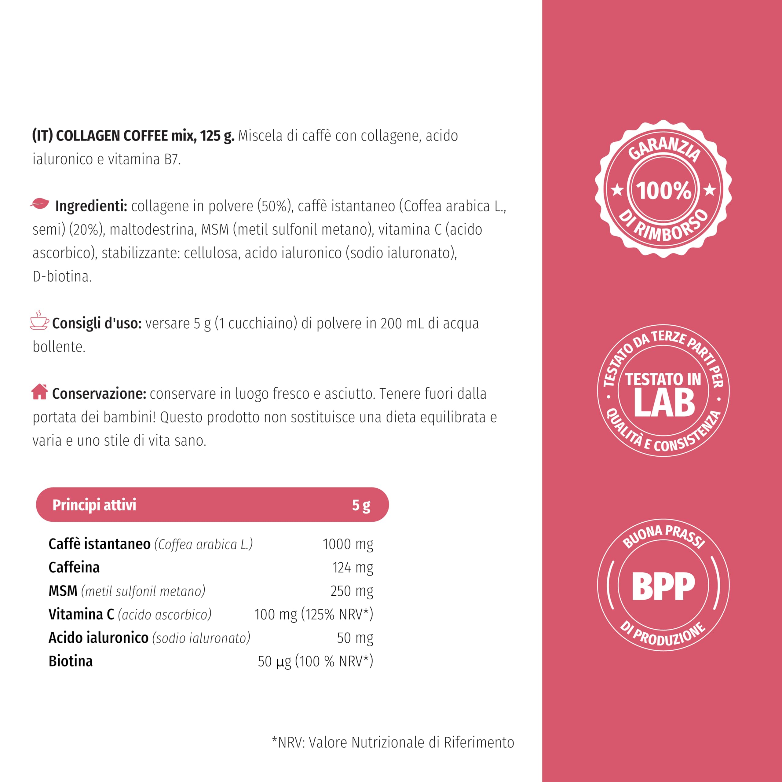 Nature's Finest Collagen Coffee 375 g (Confezione da 3) | Caffe Istantaneo in Polvere - Pronto in un Minuto - Pratica Lattina