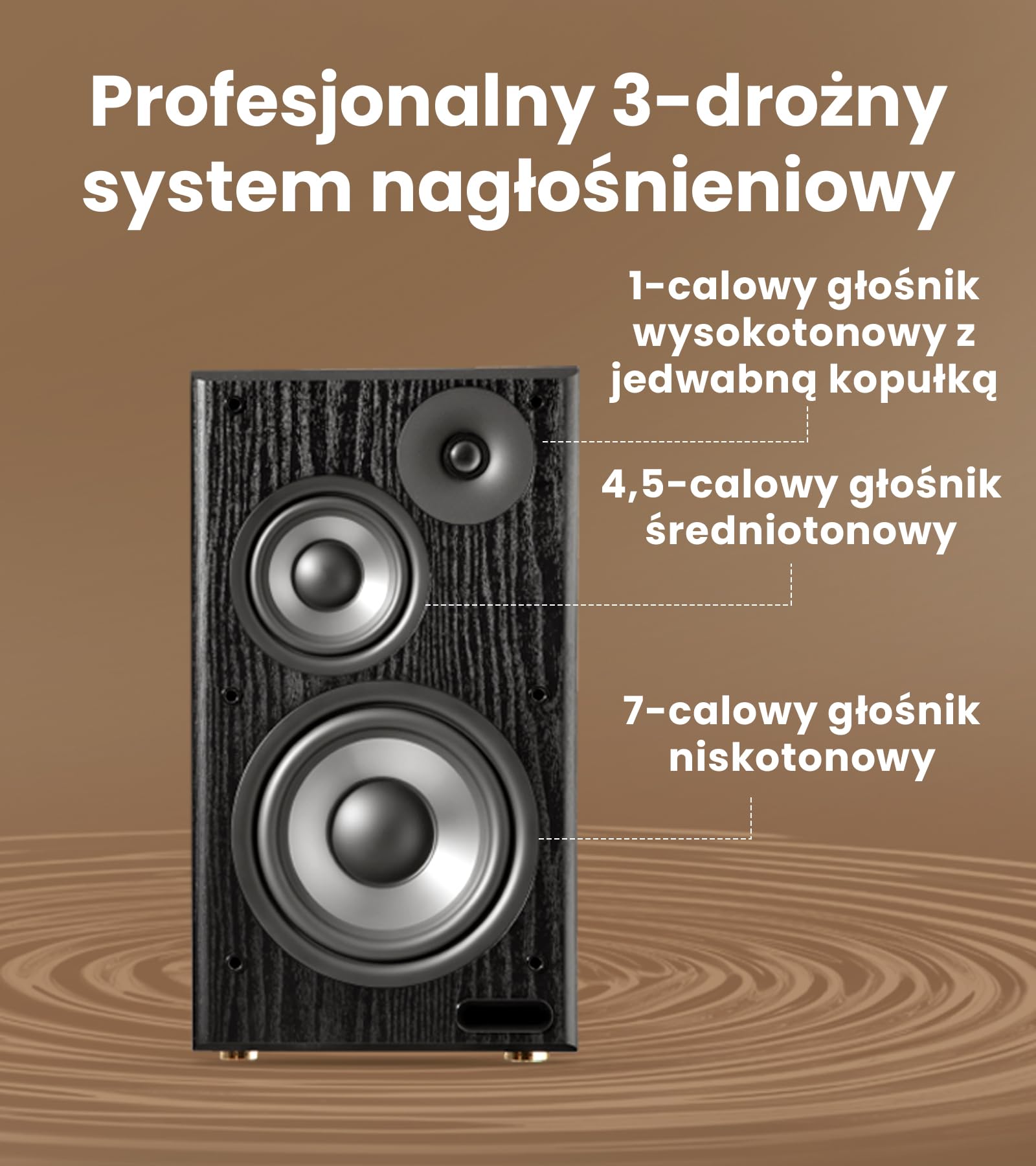 Edifier R2750DB MKII 3-drożne aktywne głośniki półkowe, kolor orzechowy | 144W, Hi-Res, Monitory Studyjne, Wyjście Na Subwoofer, Bluetooth 6.0 Ldac, Do Studia, Kina Domowego I Zestawu Biurkowego