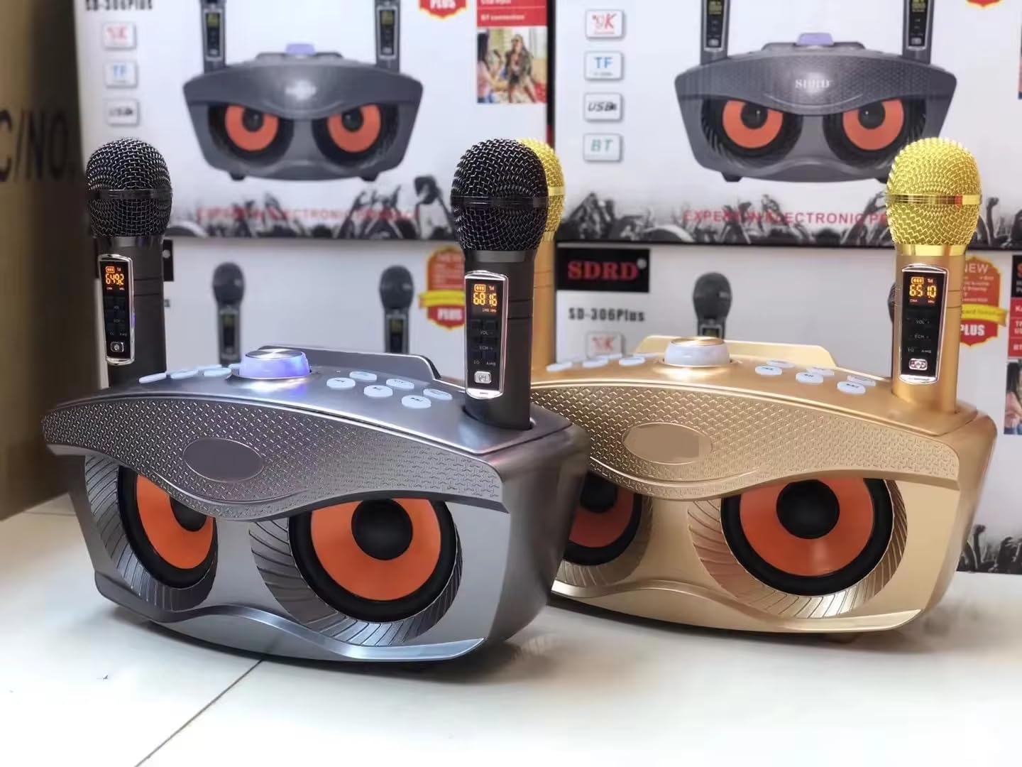 Macchina per karaoke portatile per adulti/bambini, senza fili, con altoparlante Bluetooth con 2 microfoni, sistema KTV per la famiglia, 30 W, ad alta potenza, doppio microfono, per feste, eventi