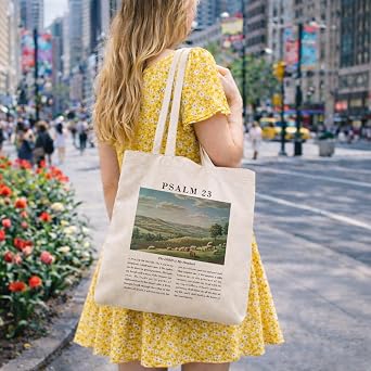 Canvas Tote Bag Christian, Canvas Tote Bag for Women, Reusable Cotton Totes for Grocery, Shopping, Beach & Daily Use