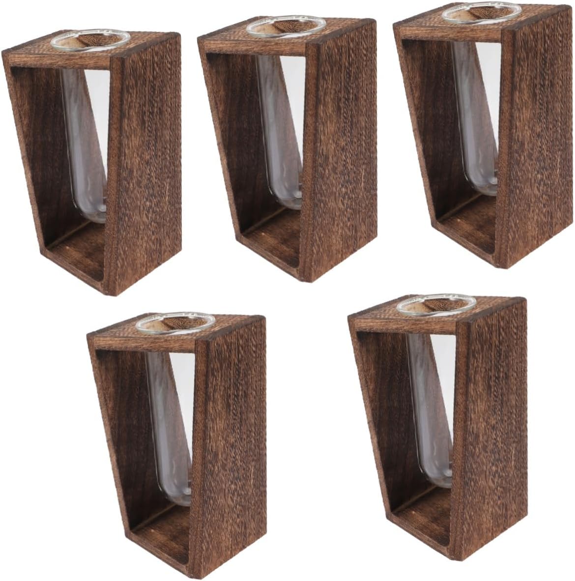 Happyyami 5pcs Glass Vase Wicker Flower Basket Tabletop Terrarium for Hydroponics Plants Decor Planters for Indoor Plants Houseplant Pots Vase Glass To Rotate Flower Arrangement Wood Desk