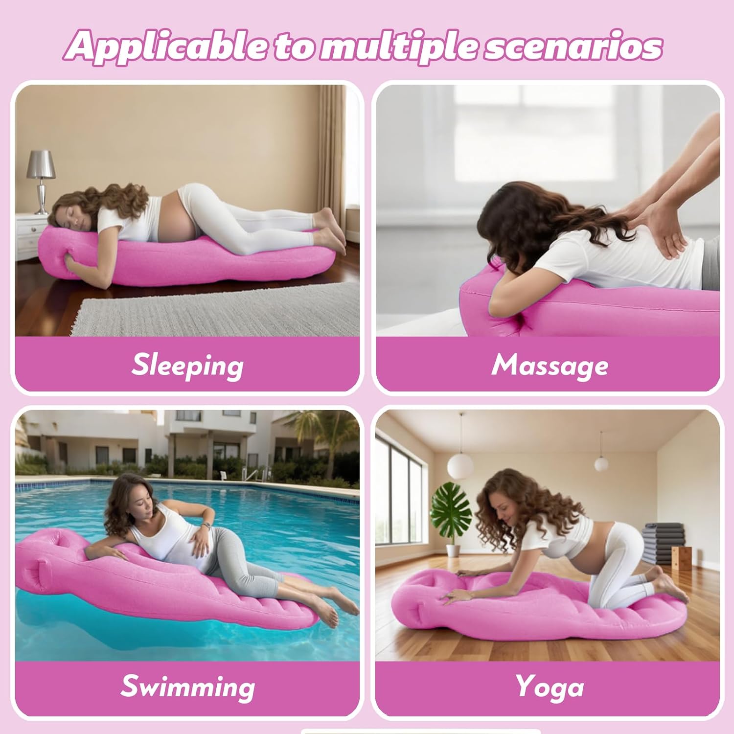 Pregnancy Mattress with Hole, Inflatable Pregnancy Pillow, Full Body Maternity Airbed with Hole for Tummy/Head, Best Prone Sleeping Support for Pregnant Women, Includes Electric Pump (Pink)