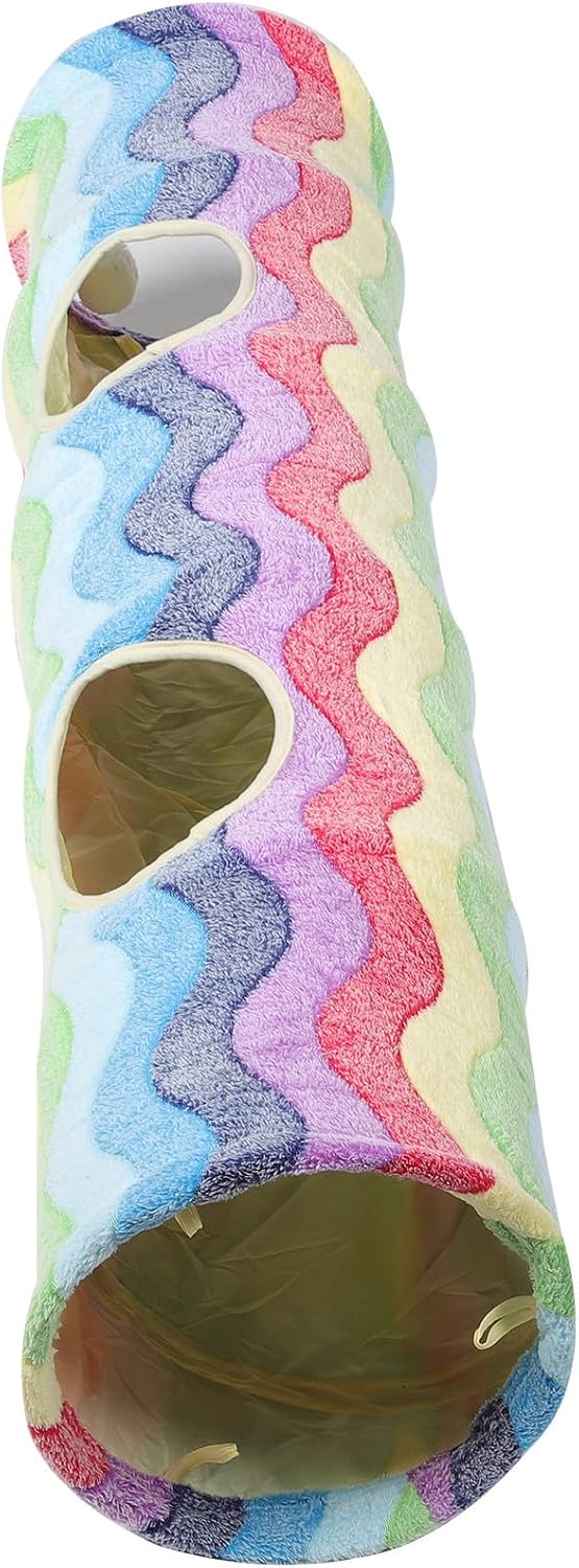 Rainbow Cat Tunnel for Pets Folding Sturdy Cat Tunnel Plaything with Noise Paper