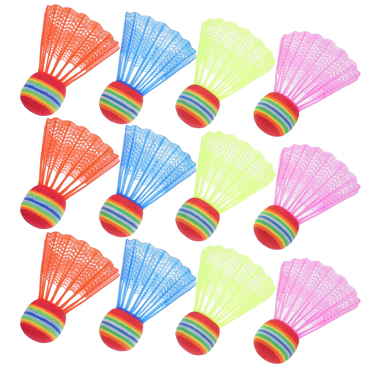 Abaodam 12 Pcs Badminton Shuttlecocks Colored Birdie Balls for Training High Speed Practice Sets for Boys Girls Adults Indoor Backyards Outdoor Sports Activities Stability Durability
