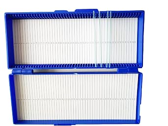 50-Place Microslide Slide Microscope Box Glass Slides Box(Blue)