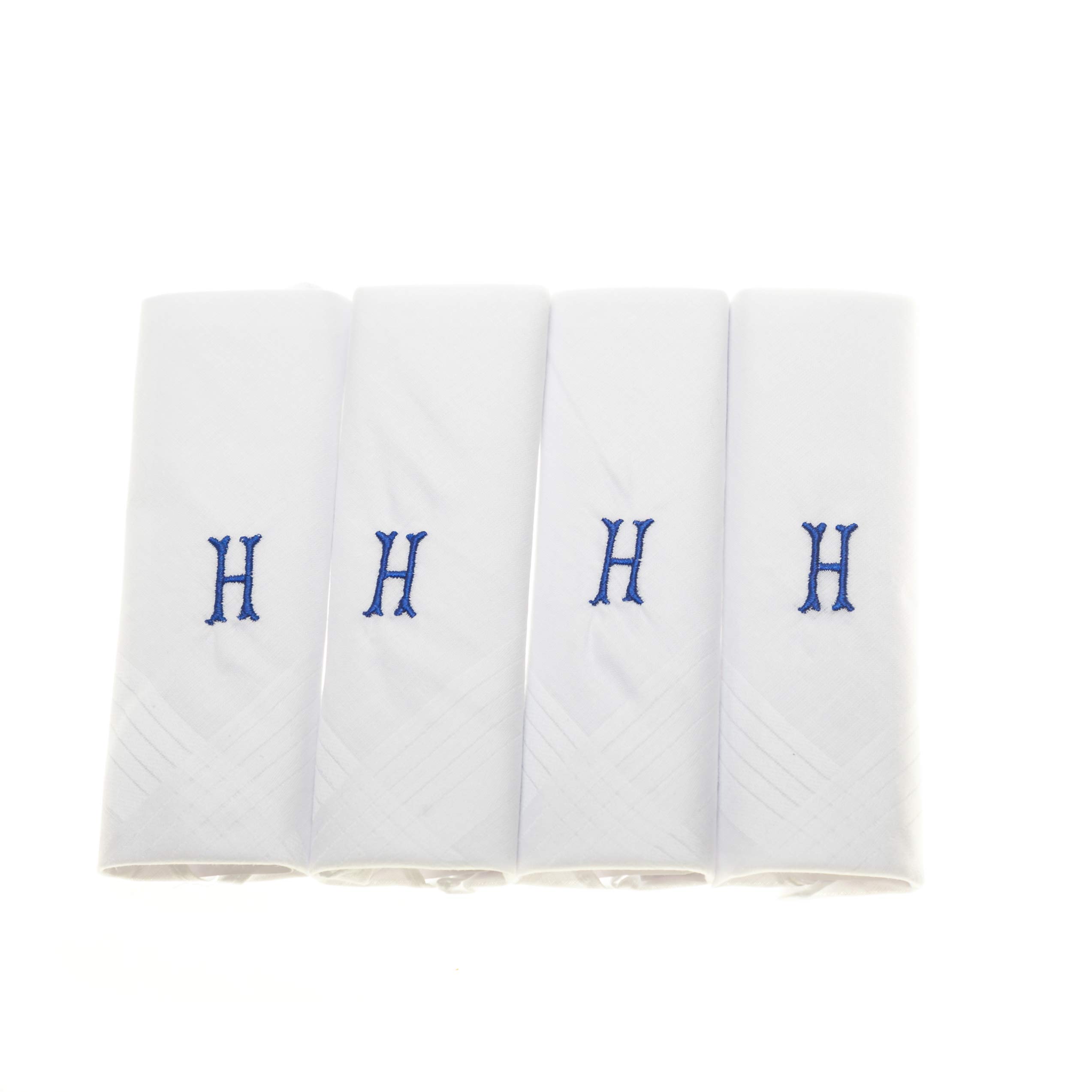 Surf the Shop Mens Initial Handkerchiefs 100% Cotton Cellophane 4 Pack Hankies Letter Silver (4 Pack, Letter H)