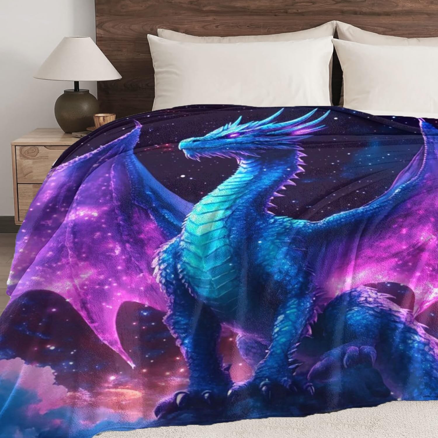 Dragon Throw Blanket for Adult Women Men,Gifts for Girls Boys Kids Teen,Lightweight Soft Cozy Flannel for Birthday Room Bed Sofa, (Blue Purple-Gragon, 60"x50" for Teen) - Image 7
